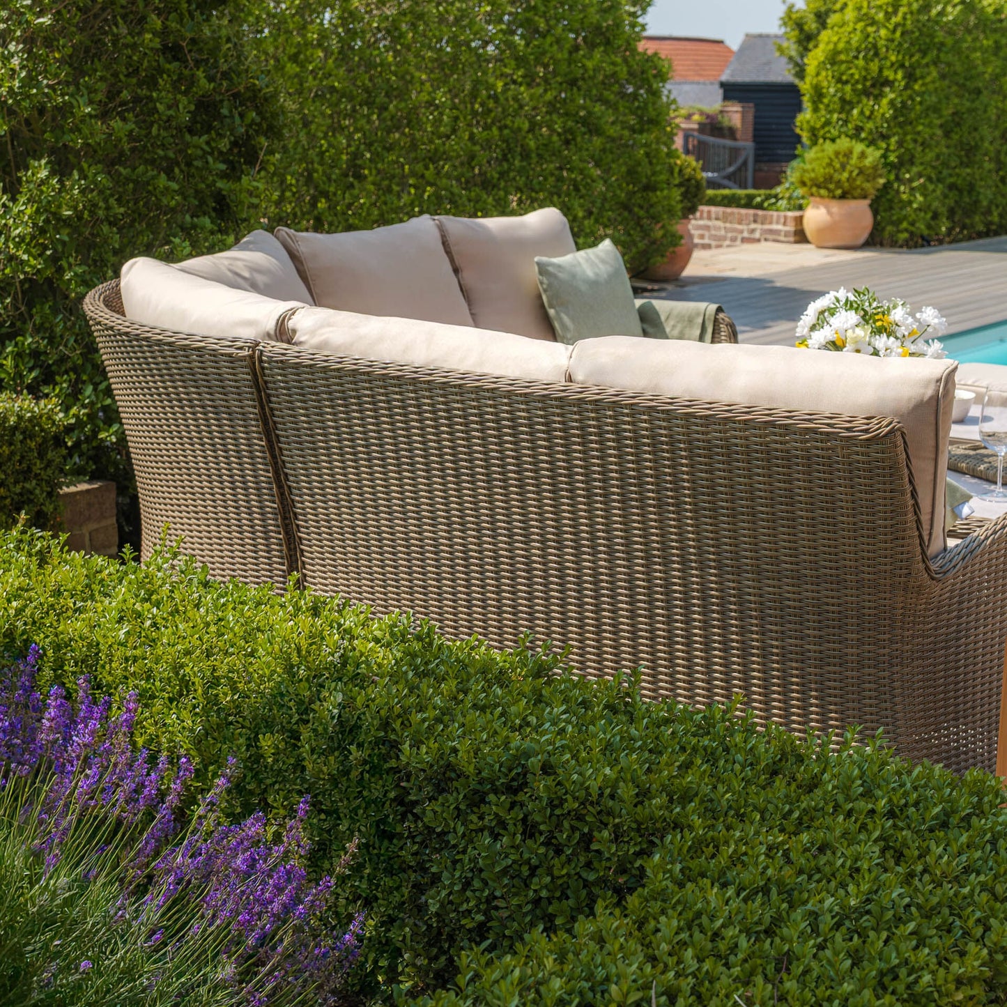 Winchester Rattan Royal Corner Dining Set With Ice Bucket And Rising Table