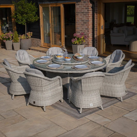 Oxford 8 Seat Round Dining Set with Heritage Chairs & Lazy Susan