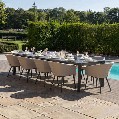 Outdoor Fabric Ambition 6-10 Seat Extending Dining Set - Oatmeal