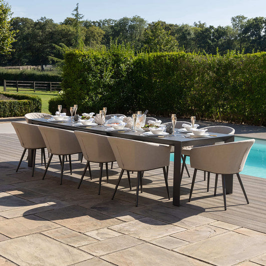 Outdoor Fabric Ambition 6-10 Seat Extending Dining Set - Oatmeal