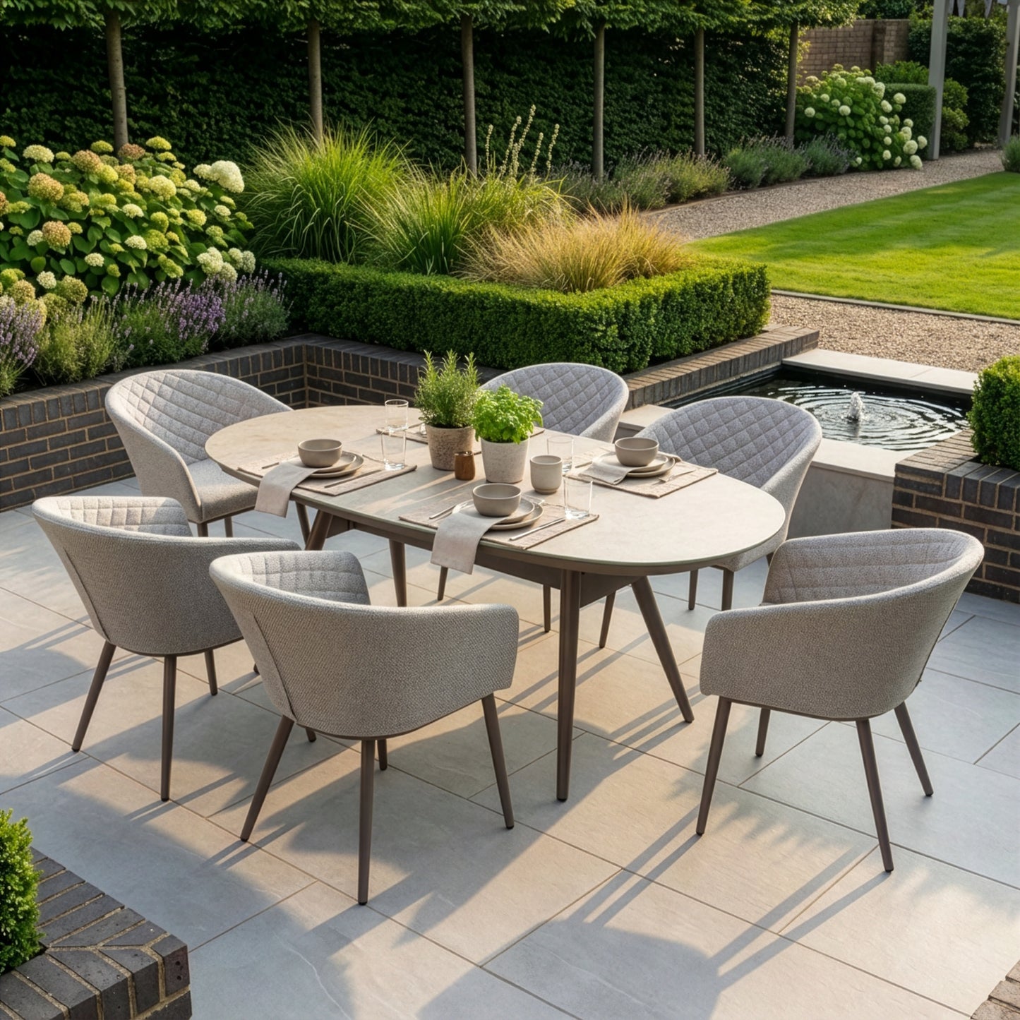 Outdoor Fabric Ambition 6 Seat Oval Dining Set - Latte