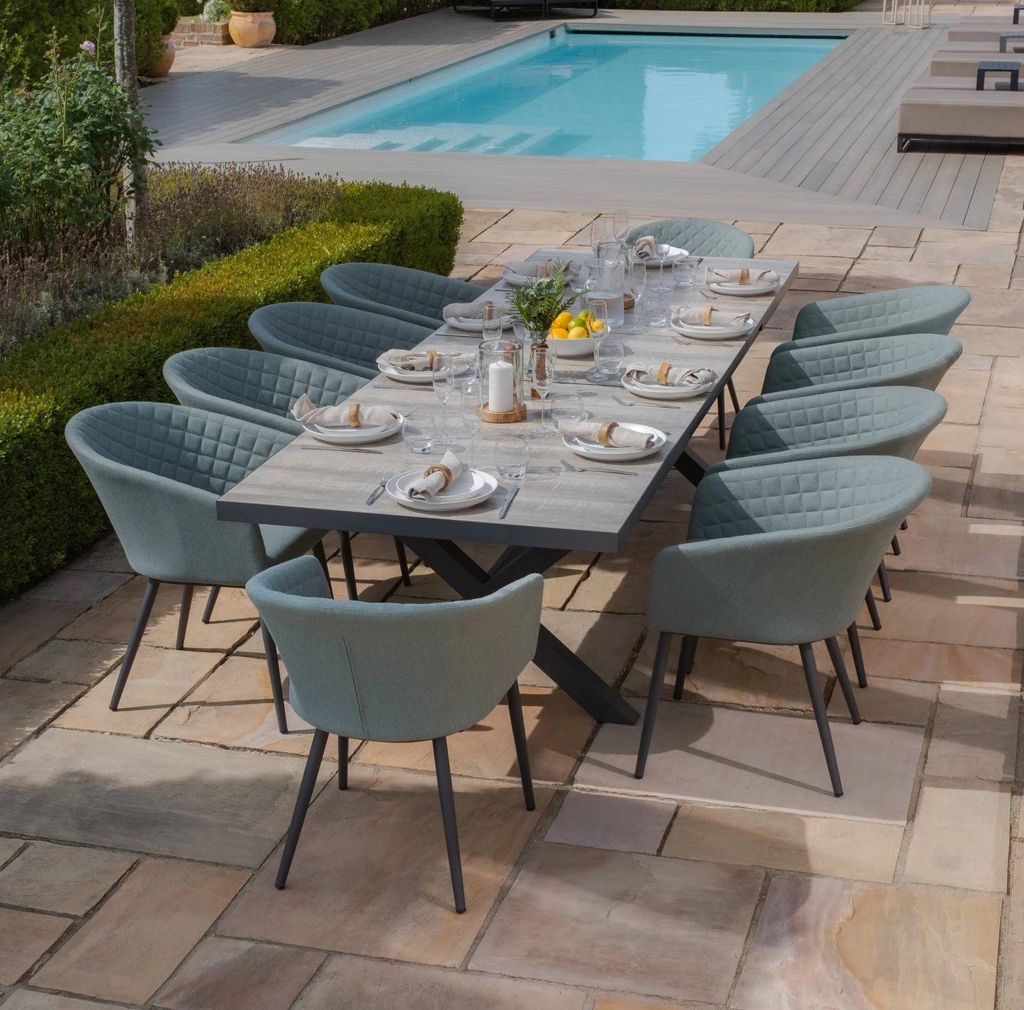 Vienna 6-10 Seat Extending Rectangular Dining Table with Charcoal Frame