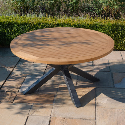 Jakarta Teak 6 Seat Round Dining Table Set - Sage Green