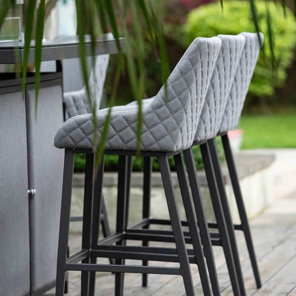 Outdoor Fabric Regal 8 Seat Rectangular Bar Set with Fire Pit Table - Flanelle
