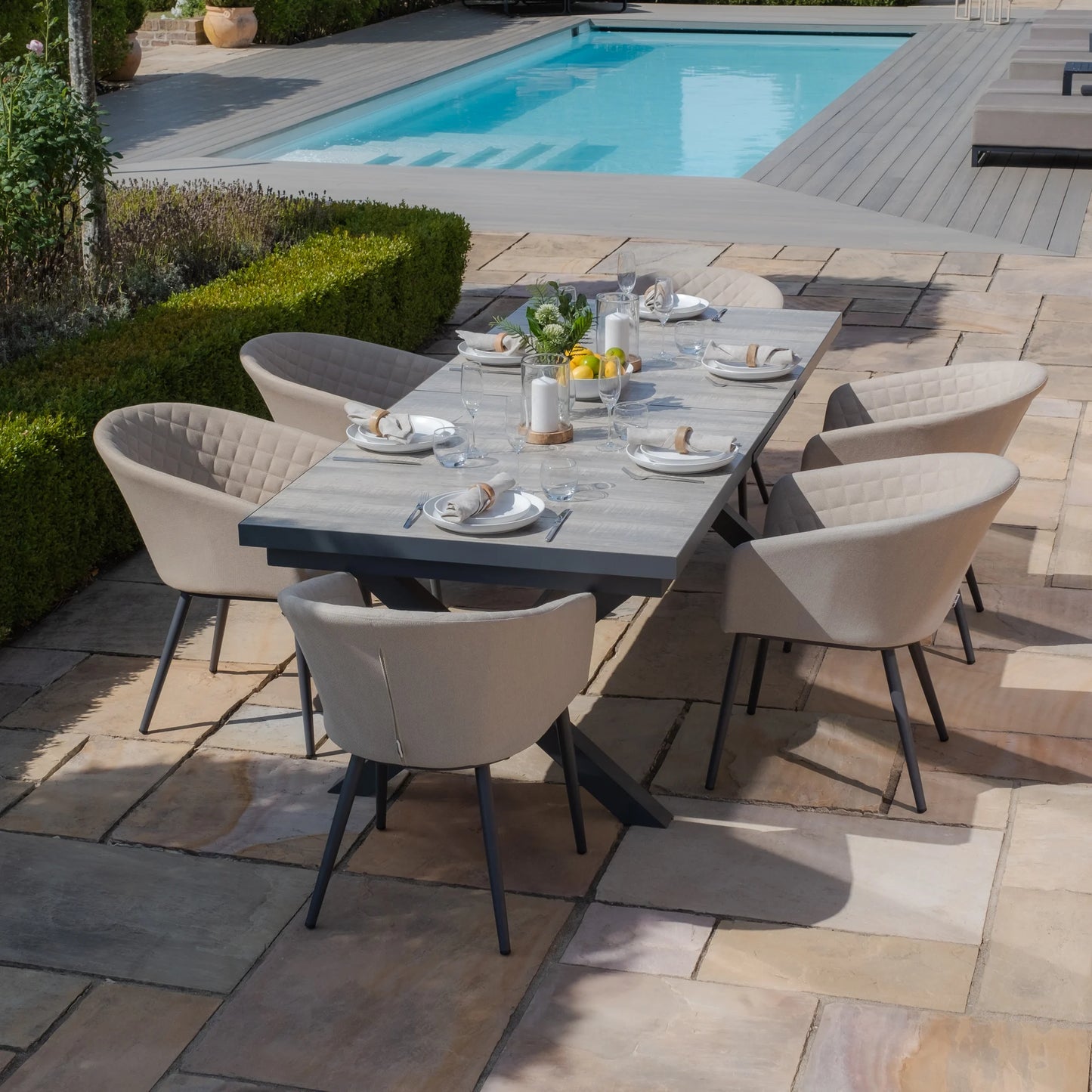 Vienna 6 - 10 Seat Extending Rectangular Dining Table with Charcoal Frame