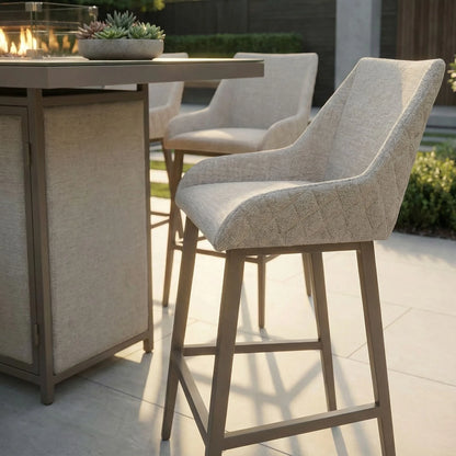 Outdoor Fabric Regal 8 Seat Rectangular Bar Set
with Fire Pit Table - Latte