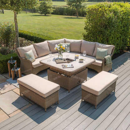Winchester Rattan Royal Corner Dining Set With Ice Bucket And Rising Table