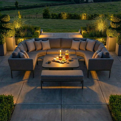 Outdoor Fabric Pulse U Shape Corner Dining Set - Zinc Grey