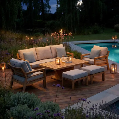 New York 3 Seat Dining Set with Rising Table - Almond