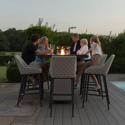 Outdoor Fabric Regal 8 Seat Rectangular Bar Set
with Fire Pit Table - Oatmeal