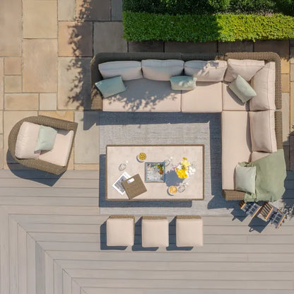 Winchester Deluxe Large Rattan Corner Dining Set with Rising Table & Armchair - Ceramic Glass