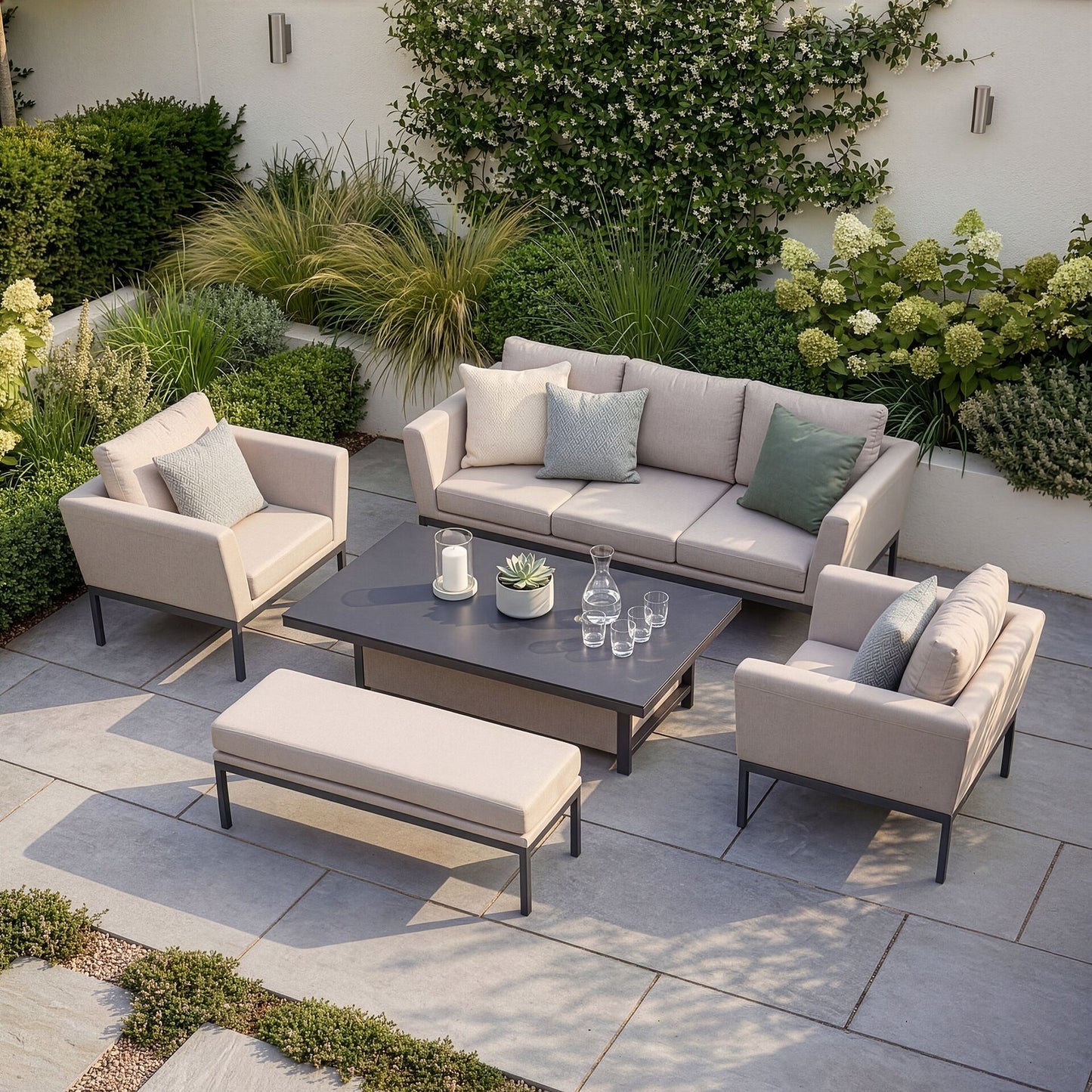 Outdoor Fabric Pulse 3 Seat Sofa Set - Oatmeal