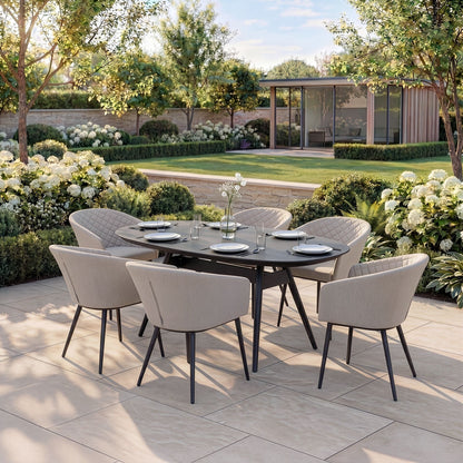 Outdoor Fabric Ambition 6 Seat Oval Dining Set - Oatmeal