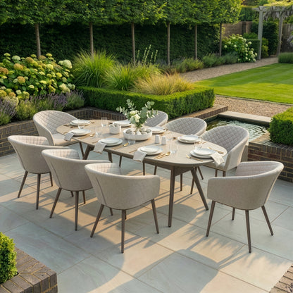 Outdoor Fabric Ambition 8 Seat Oval Dining Set - Latte