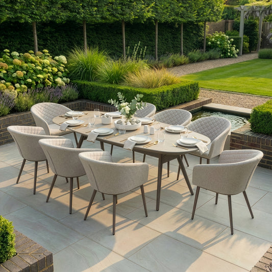 Outdoor Fabric Ambition 8 Seat Oval Dining Set - Latte
