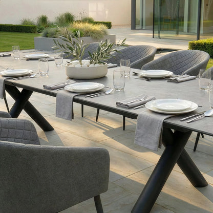 Outdoor Fabric Ambition 8-12 Seat Maxim Extending Dining Set - Zinc Grey