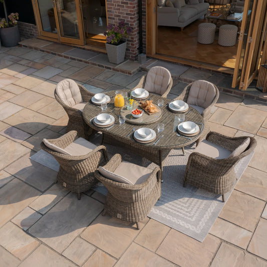 Winchester 6 Seat Oval Dining Set with Heritage Chairs and Lazy Susan