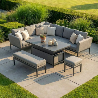 Outdoor Fabric Pulse Rectangular Corner Dining Set -Zinc Grey