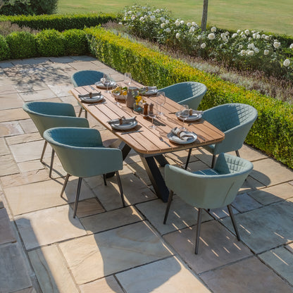 Jakarta Teak 6 Seat Oval Dining Table Set - Sage Green