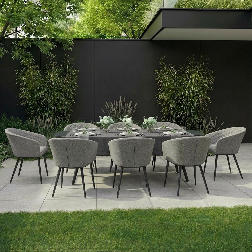 Outdoor Fabric Ambition 8 Seat Oval Dining Set - Zinc Grey