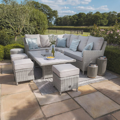 Oxford Corner Dining Set with Ice Bucket & Rising Table - Ceramic Glass