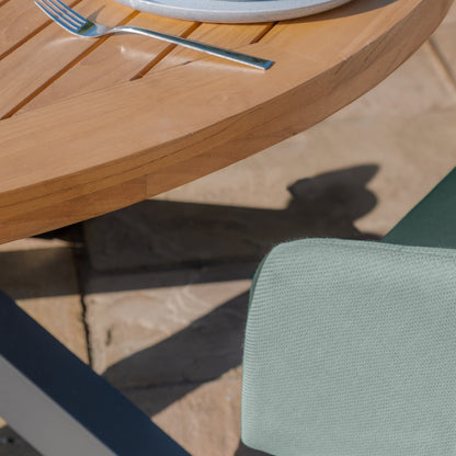 Jakarta Teak 6 Seat Round Dining Table Set - Sage Green