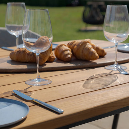 Jakarta Teak 8 Seat Oval Dining Table Set - Oatmeal