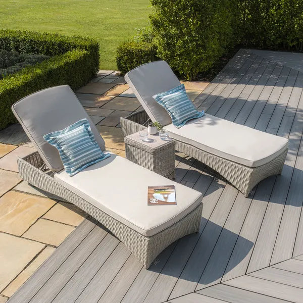 Oxford 3 Piece Sunlounger Set- Ceramic Glass