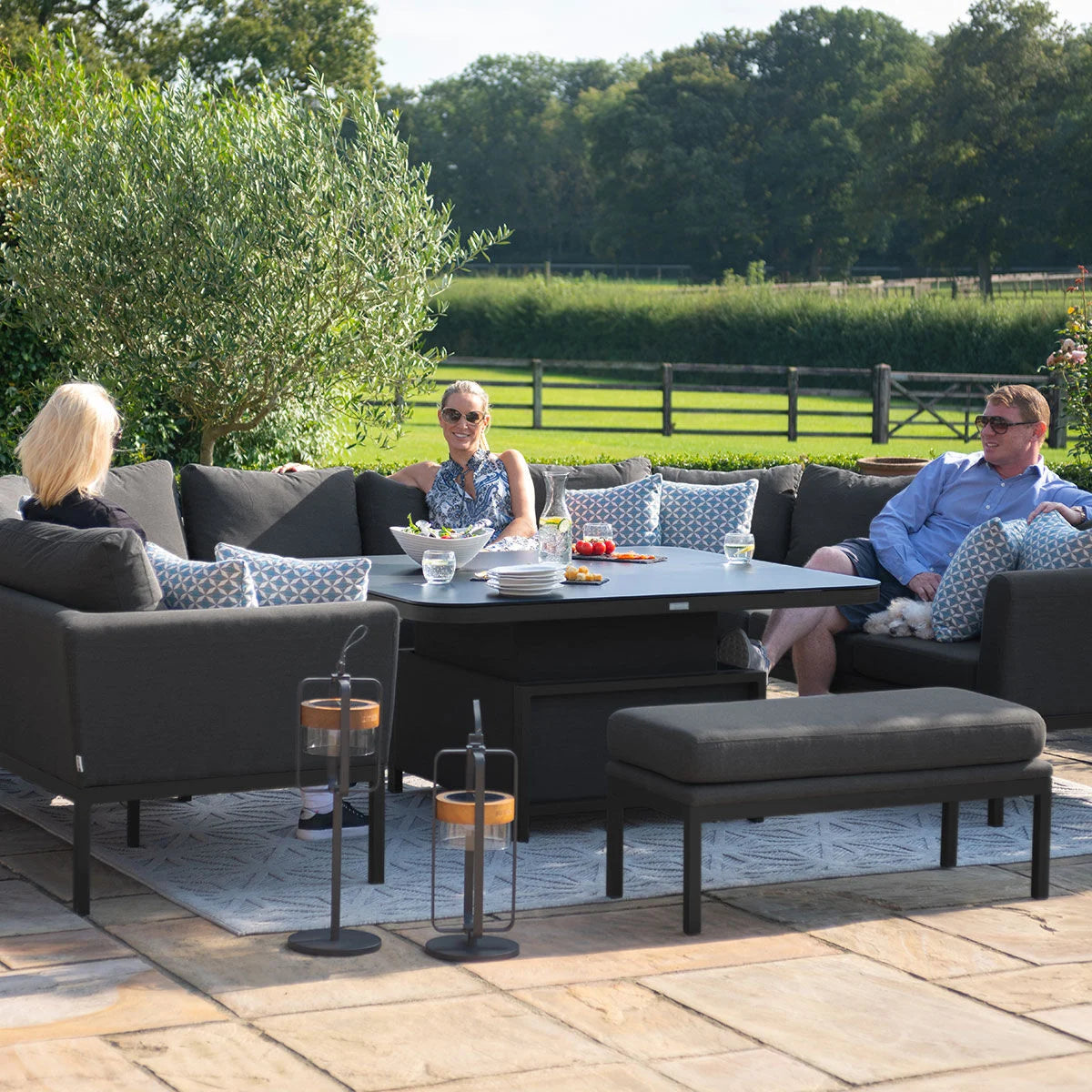 Outdoor Fabric Pulse U Shape Corner Dining Set - Charcoal
