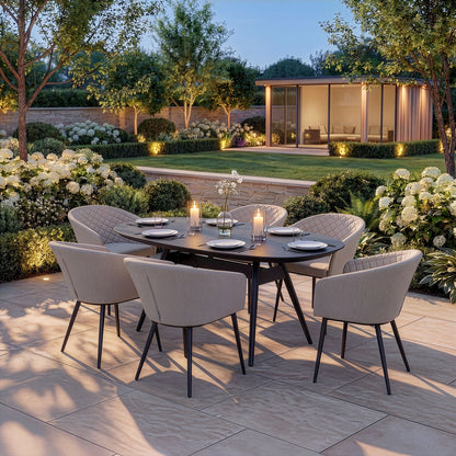 Outdoor Fabric Ambition 6 Seat Oval Dining Set - Oatmeal