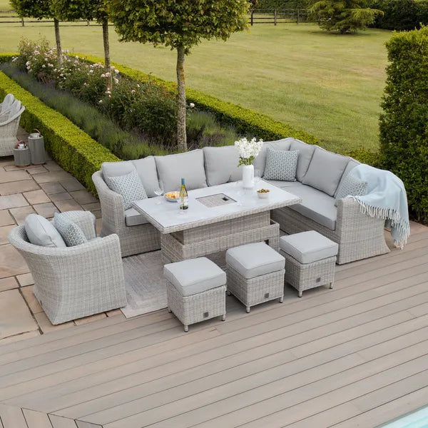 Oxford Deluxe Large Rattan Corner Dining Set - Ceramic Glass – Lakeside ...