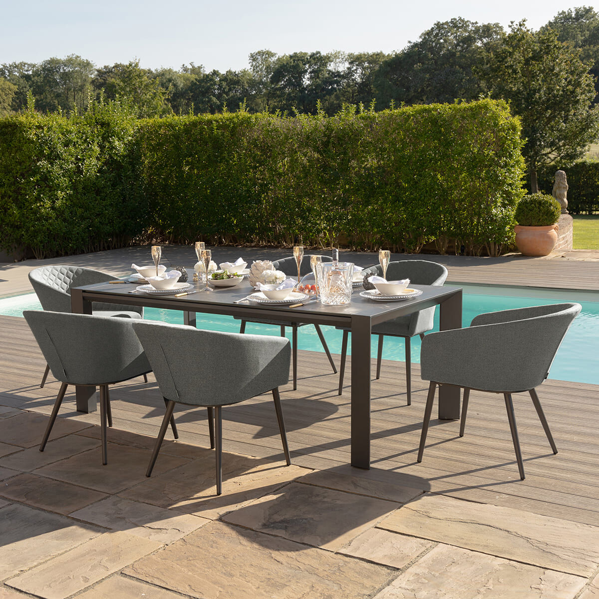 Outdoor Fabric Ambition 6-10 Seat Extending Dining Set - Zinc Grey