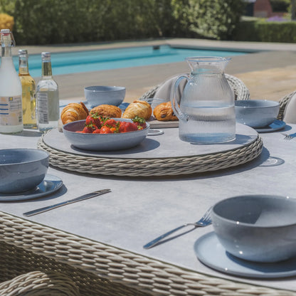 Oxford 6 Seat Oval Dining Set With Heritage Chairs And Lazy Susan - Ceramic Top