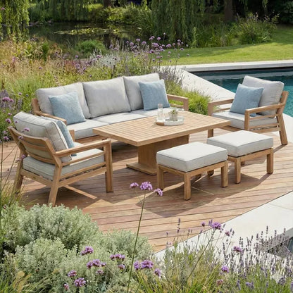 New York 3 Seat Dining Set with Rising Table - Almond