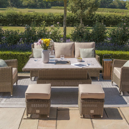 Winchester Sofa Dining Set with Rising Table & Ice Bucket - Ceramic Glass Table