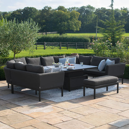 Outdoor Fabric Pulse U Shape Corner Dining Set - Charcoal