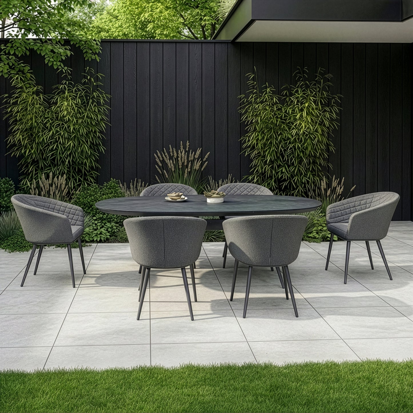 Outdoor Fabric Ambition 6 Seat Oval Dining Set - Zinc Grey