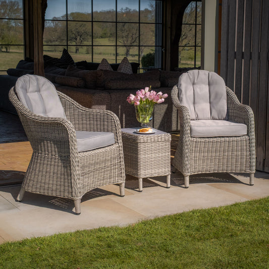 Oxford 3 Piece Rattan Bistro Set - Ceramic Top