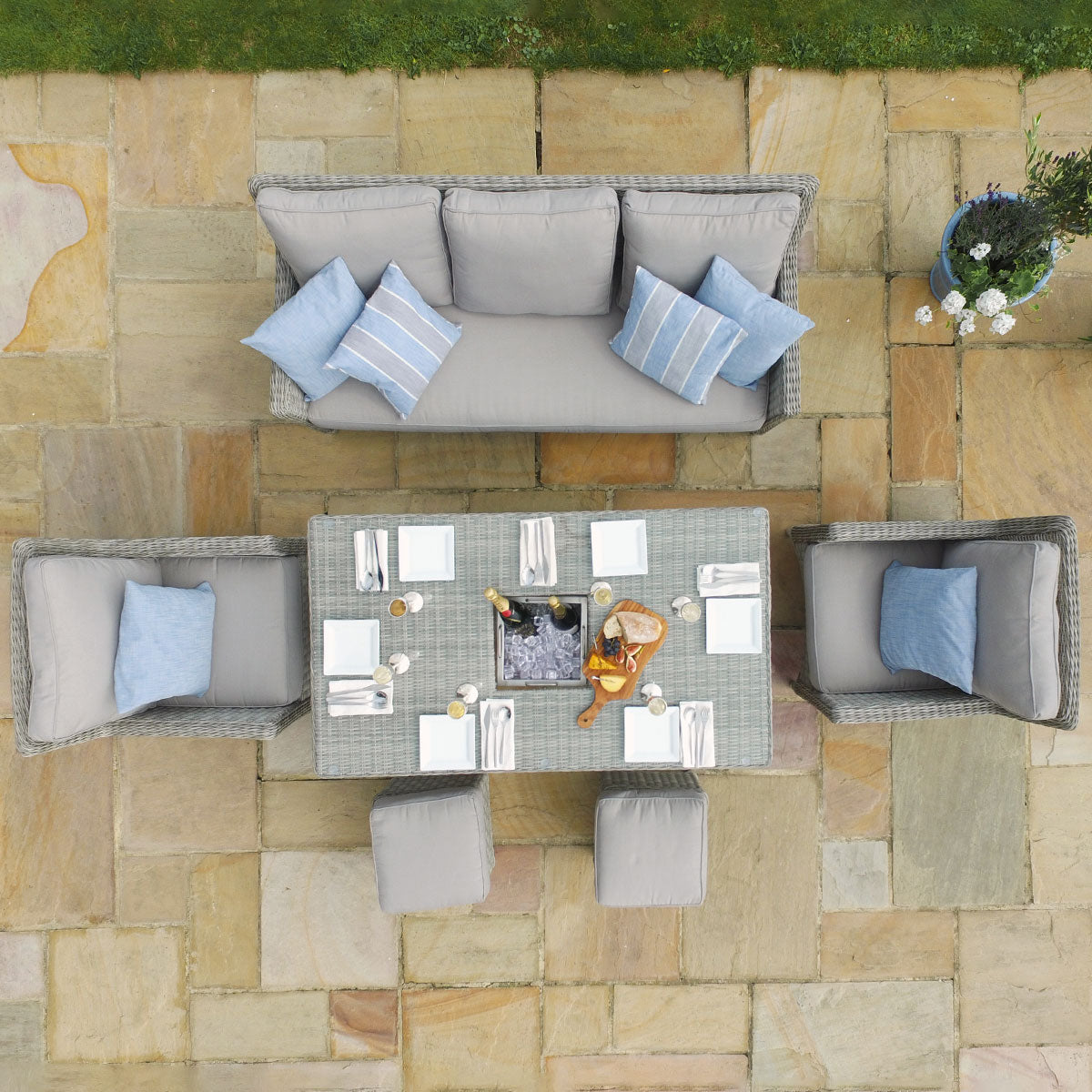 Oxford Sofa Dining Set with Ice Bucket and Rising Table