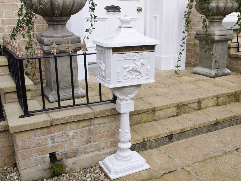 Post Mounted Post Box - White