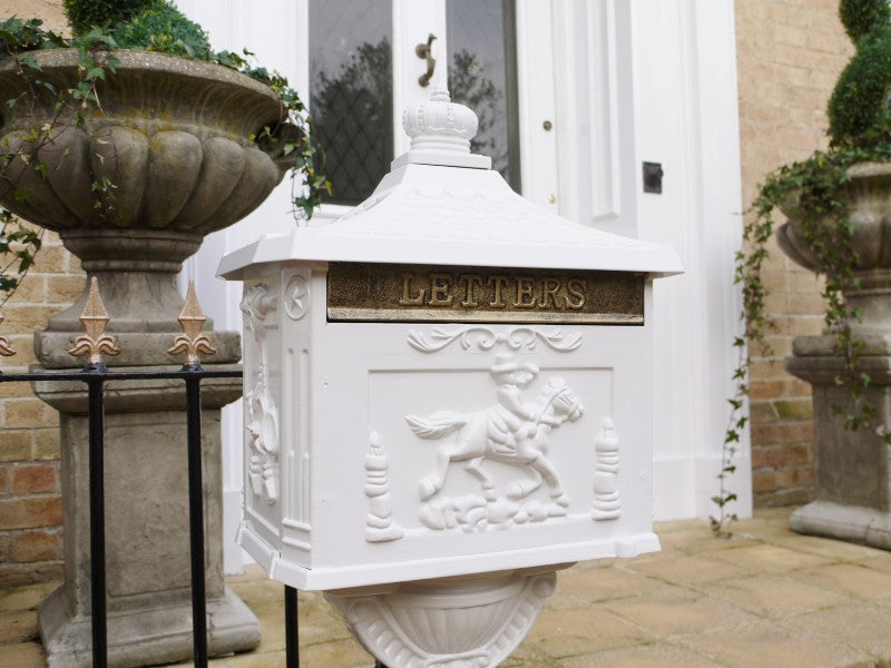Post Mounted Post Box - White