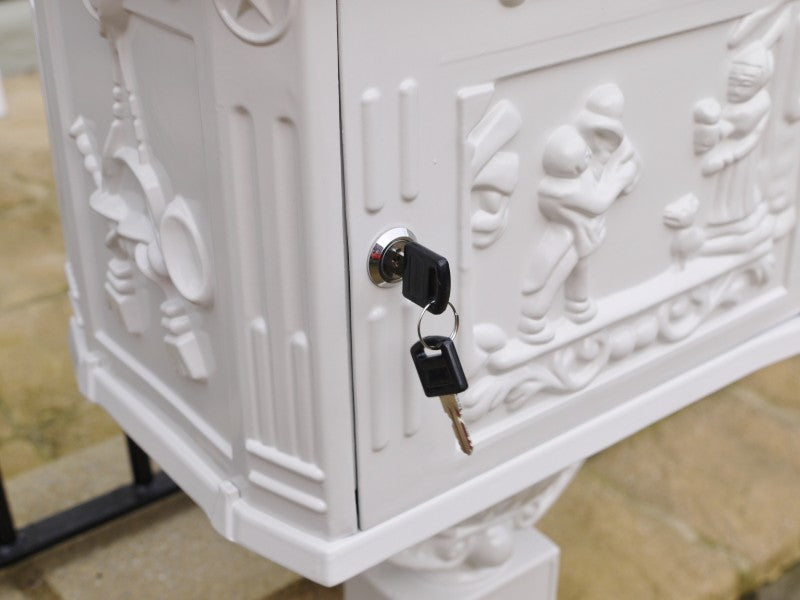 Post Mounted Post Box - White