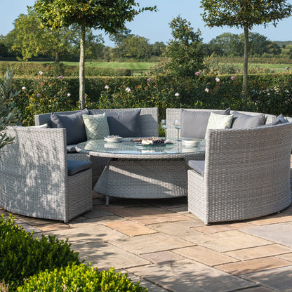 Ascot Round Sofa Dining Set with Rising Table & Weatherproof Cushions