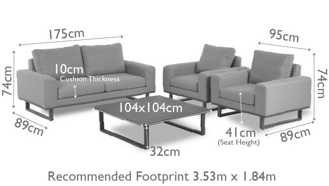 Outdoor Fabric Ethos 2 Seat Sofa Set - Charcoal