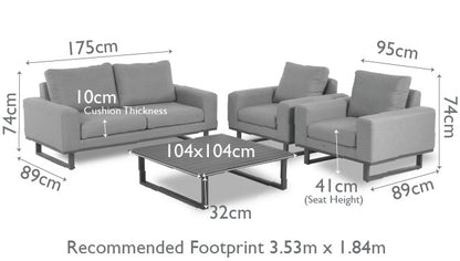 Outdoor Fabric Ethos 2 Seat Sofa Set - Charcoal