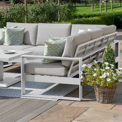 Amalfi Square Corner Dining with Square Rising Table and Footstools - White