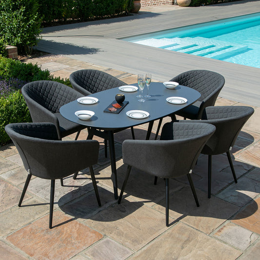 Outdoor Fabric Ambition 6 Seat Oval Dining Set - Charcoal