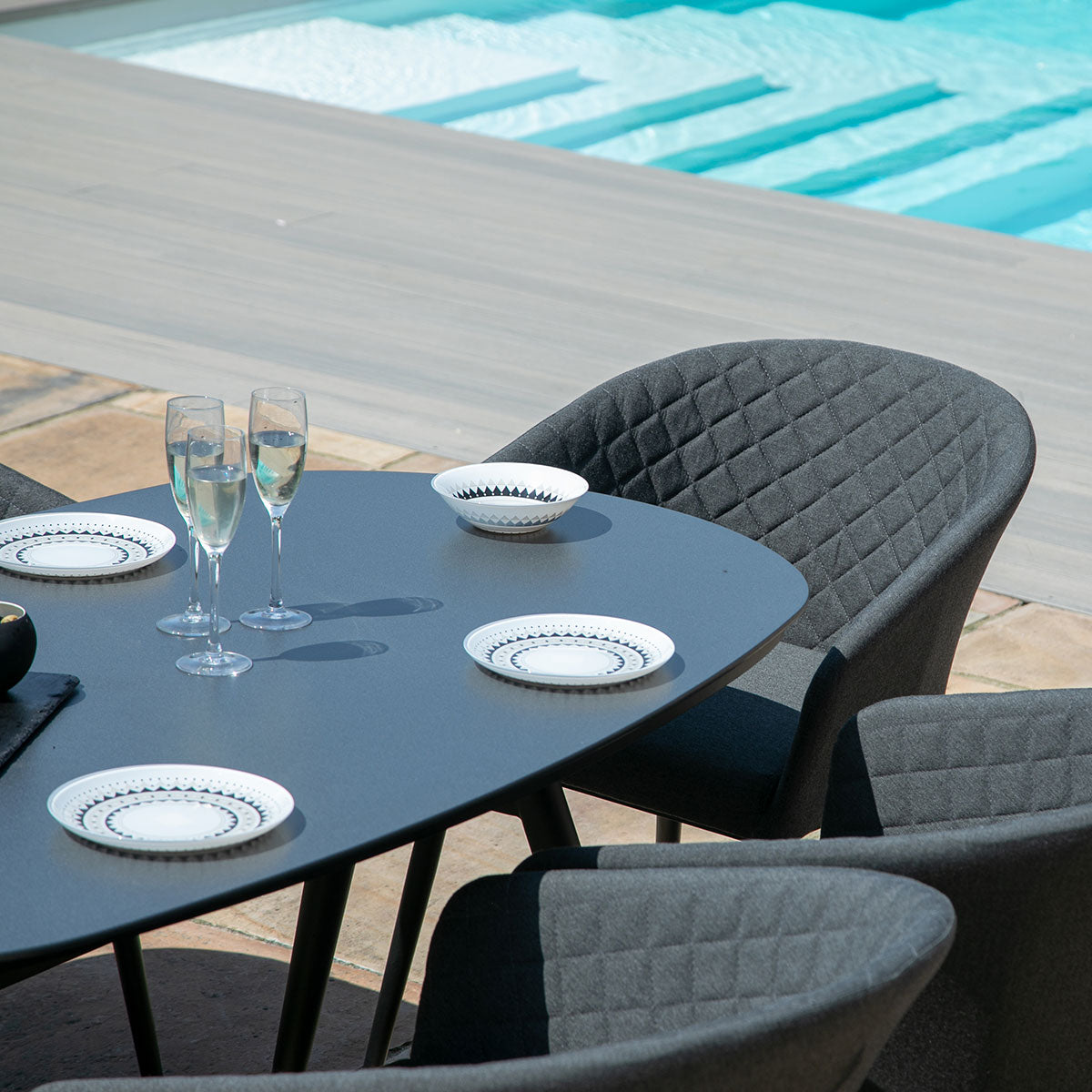 Outdoor Fabric Ambition 6 Seat Oval Dining Set - Charcoal