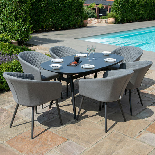 Outdoor fabric Ambition 6 Seat Oval Dining Set - Flanelle