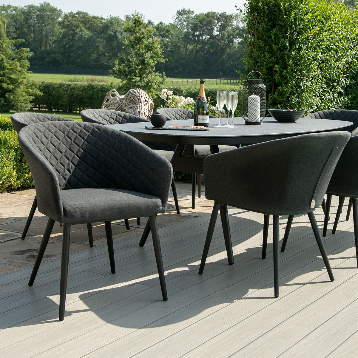 Outdoor Fabric Ambition 8 Seat Oval Dining Set - Charcoal